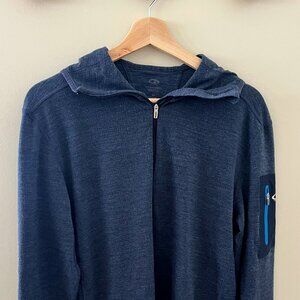 Icebreaker Men's Compass Long Sleeve Half-Zip Hoodie, Size M, Blue Heather